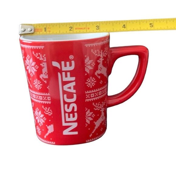 Vintage Nescafe Red Christmas Mug with Collectible Ceramic Design Christmas Char - Picture 11 of 11